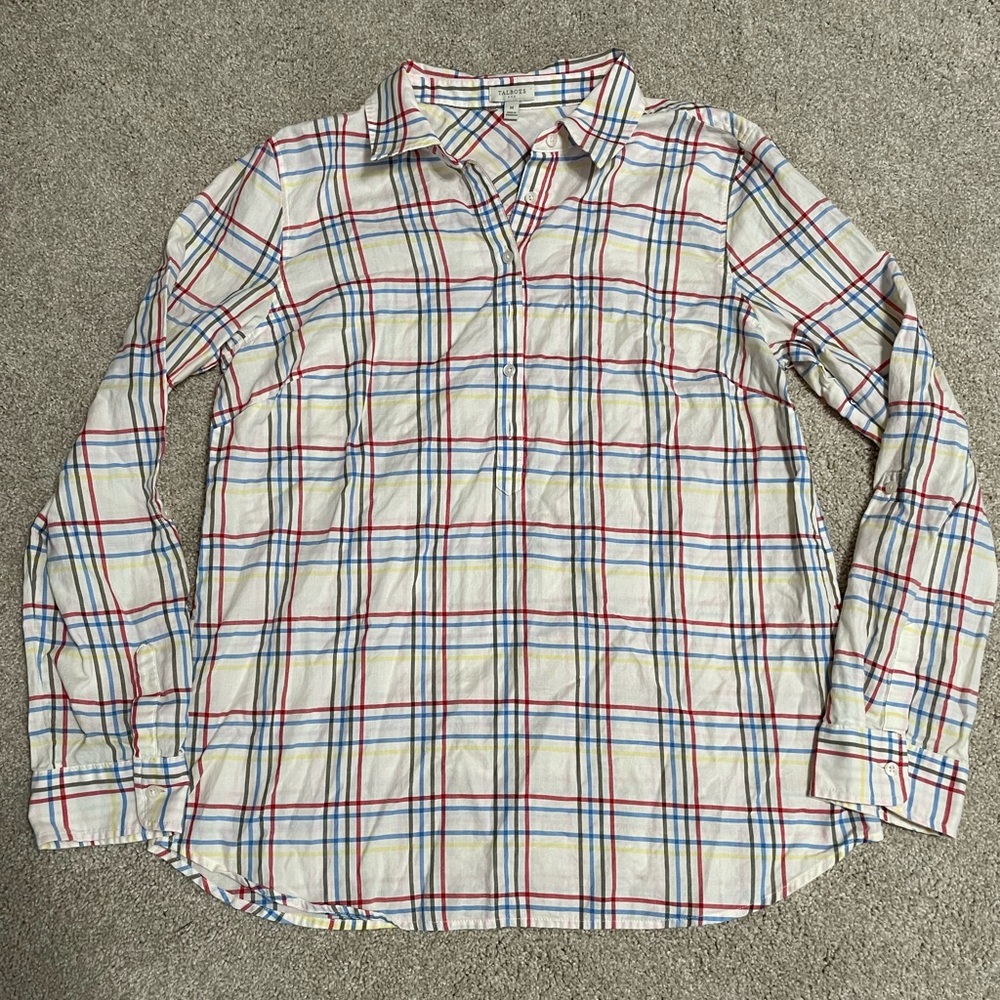 Talbots Plaid 100% Cotton Multicolored Blouse